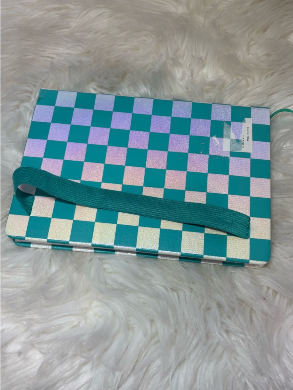 Eccolo Teal and Iridescent Checkerboard Notes Journal - Picture 3 of 10